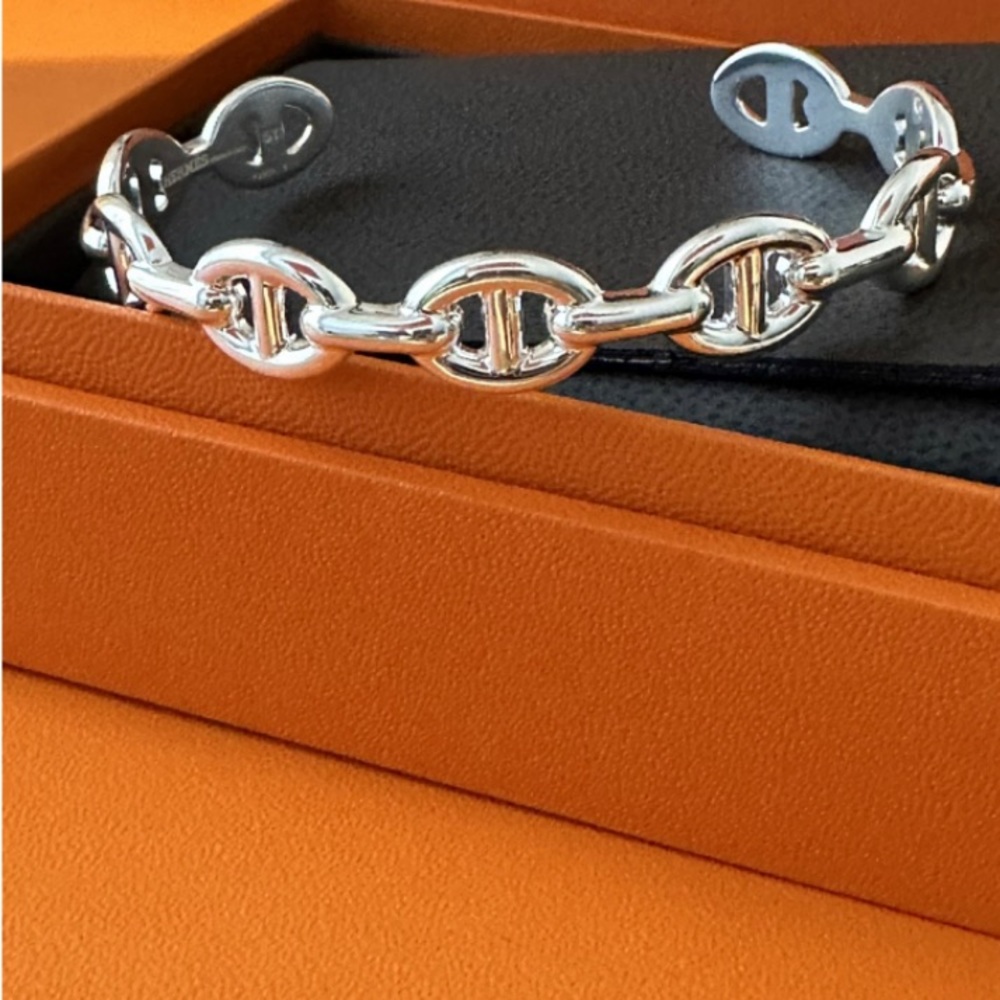 Hermes Chain D'Ancre Echainee Silver .925 Bracelet